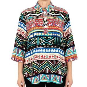 a la carte Womens Sz Small Wearable Art Unique Tribal Blouse Shirt Top Artsy